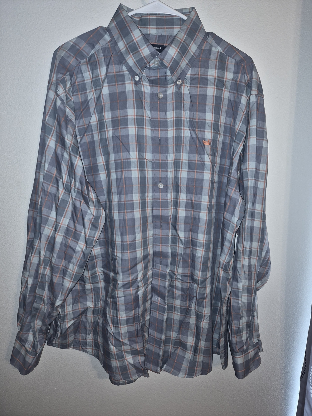 Southern Marsh Men's Plaid Button-Down Shirt - Gray, Light Blue, Orange